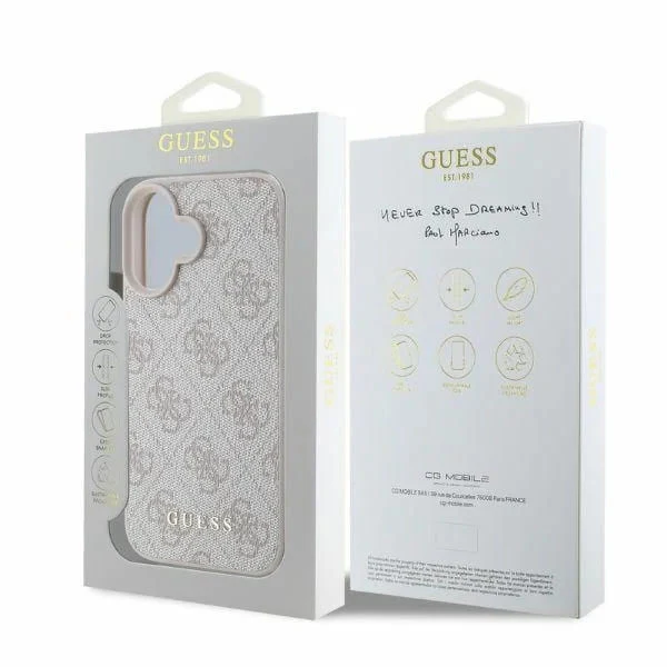 Case for Apple iPhone 16, Guess, 4G Classic, Pink - Image 7