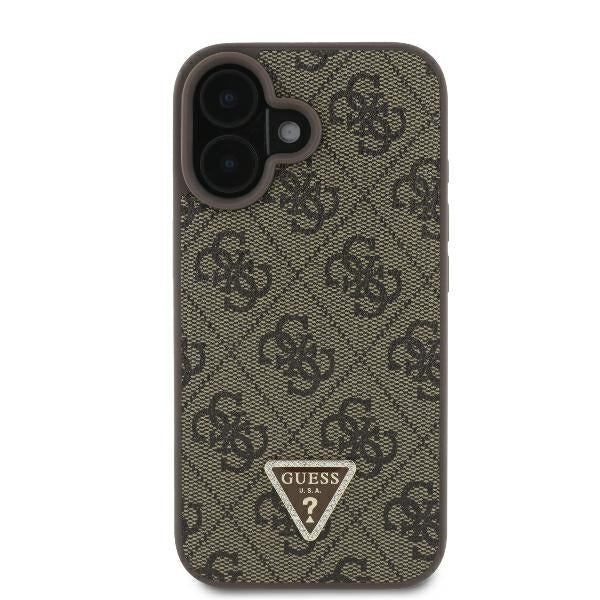 Case for Apple iPhone 16, Guess, Crossbody 4G Triangle Strass, Brown - Image 2