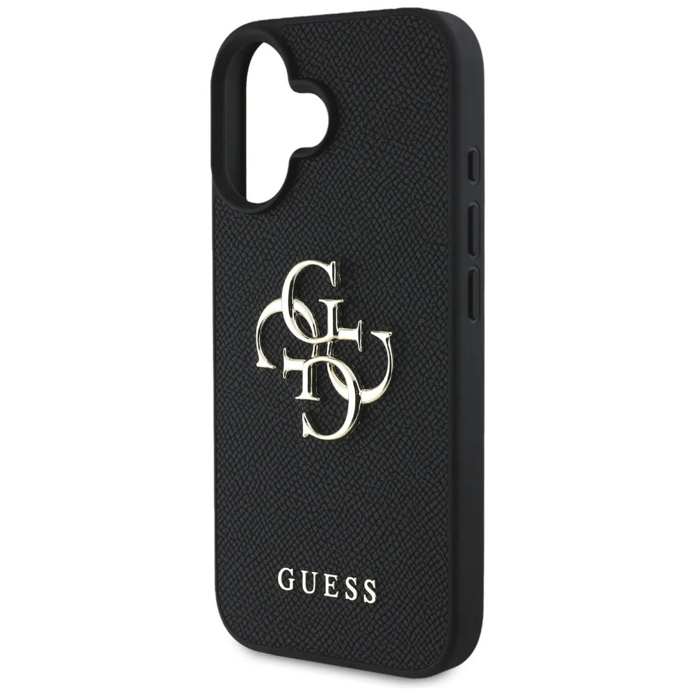Case for Apple iPhone 16, Guess, Grained Big 4G Logo Small Classic Logo, Black - Image 5