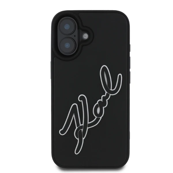 Case for Apple iPhone 16, Karl Lagerfeld, 3D Rubber Signature, Black - Image 2