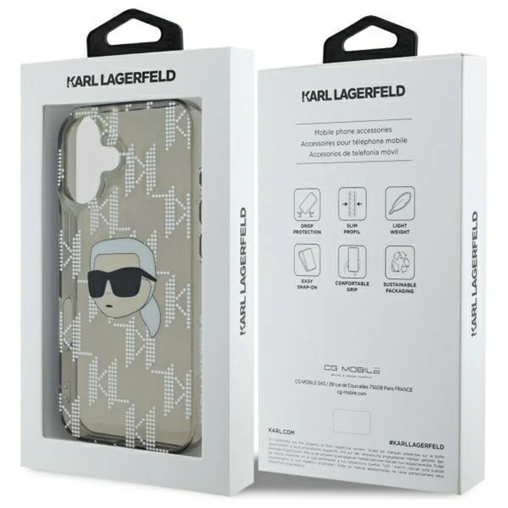 Case for Apple iPhone 16, Karl Lagerfeld, IML Luxury Electroplated Karl's Head, Black - Image 6