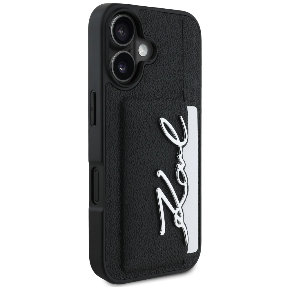Case for Apple iPhone 16, Karl Lagerfeld, Metal Signature, Black - Image 3