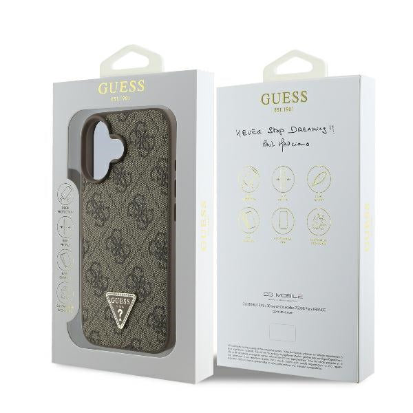 Case for Apple iPhone 16 Plus, Guess, 4G Triangle Strass, Brown - Image 7