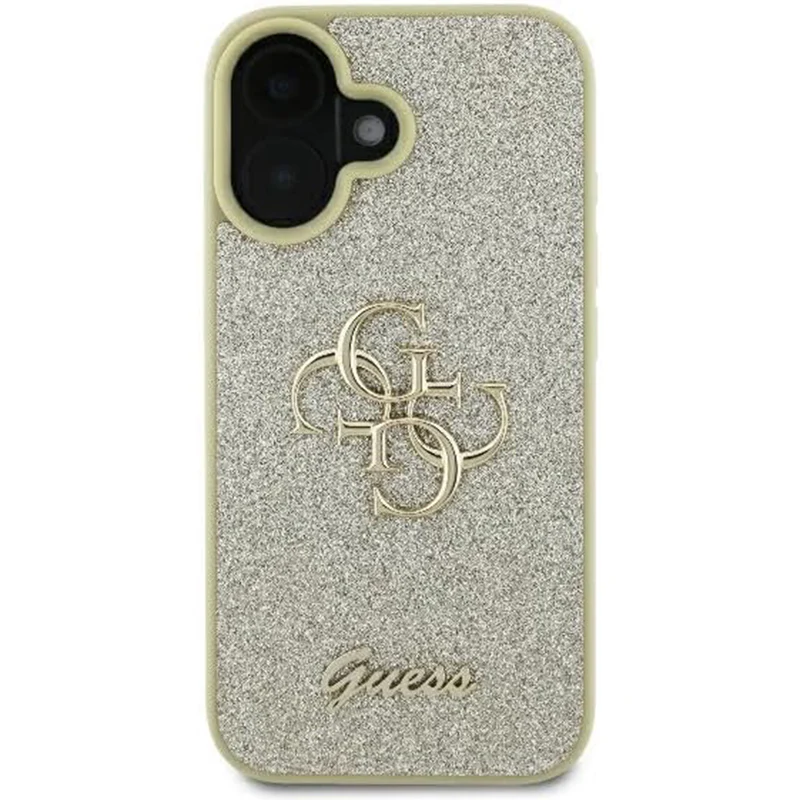 Case for Apple iPhone 16 Plus, Guess, Fixed Glitter Big 4G, Gold - Image 2