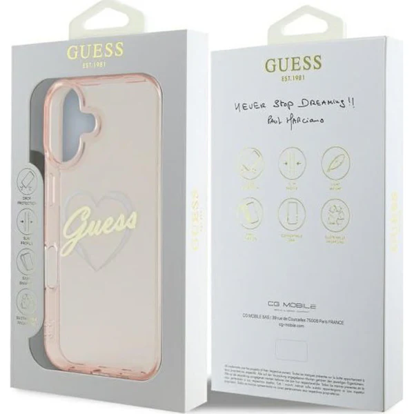 Case for Apple iPhone 16 Plus, Guess, IML Heart, Transparent - Image 7