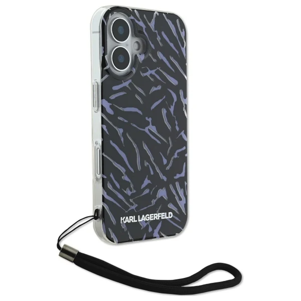 Case for Apple iPhone 16 Plus, Karl Lagerfeld, Zebra with Cord Strap, Purple - Image 3