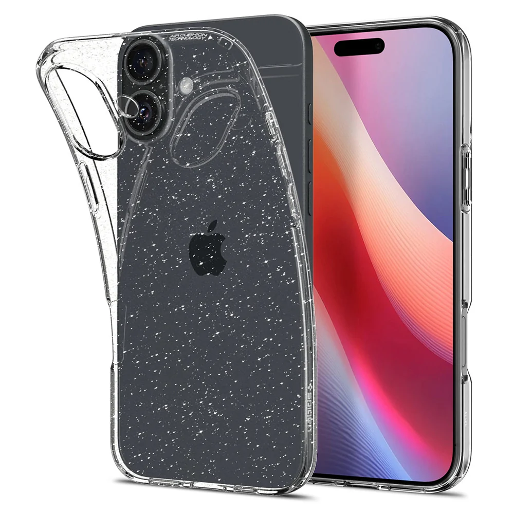 Case for Apple iPhone 16 Plus, Spigen, Liquid Crystal Glitter, Transparent ACS08065