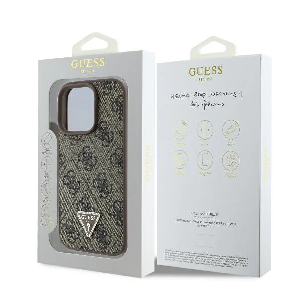 Case for Apple iPhone 16 Pro, Guess, 4G Triangle Strass, Brown - Image 7