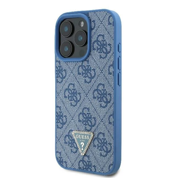 Case for Apple iPhone 16 Pro, Guess, Crossbody 4G Triangle Strass, Blue - Image 4