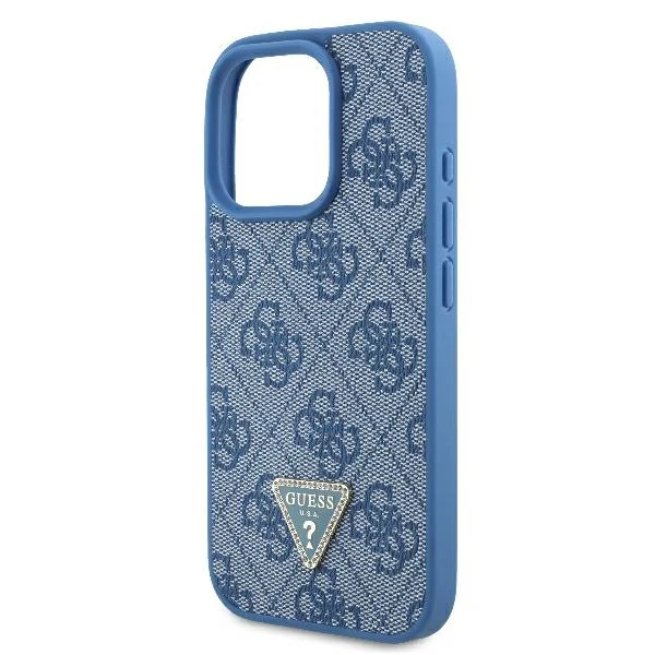 Case for Apple iPhone 16 Pro, Guess, Crossbody 4G Triangle Strass, Blue - Image 5