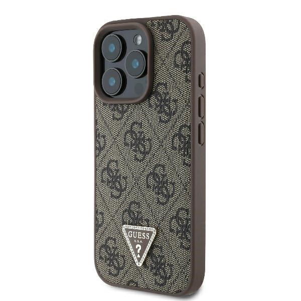 Case for Apple iPhone 16 Pro, Guess, Crossbody 4G Triangle Strass, Brown - Image 4