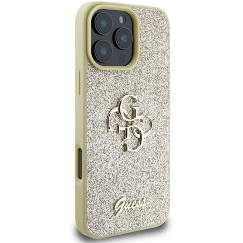 Case for Apple iPhone 16 Pro, Guess, Fixed Glitter Big 4G, Gold - Image 2