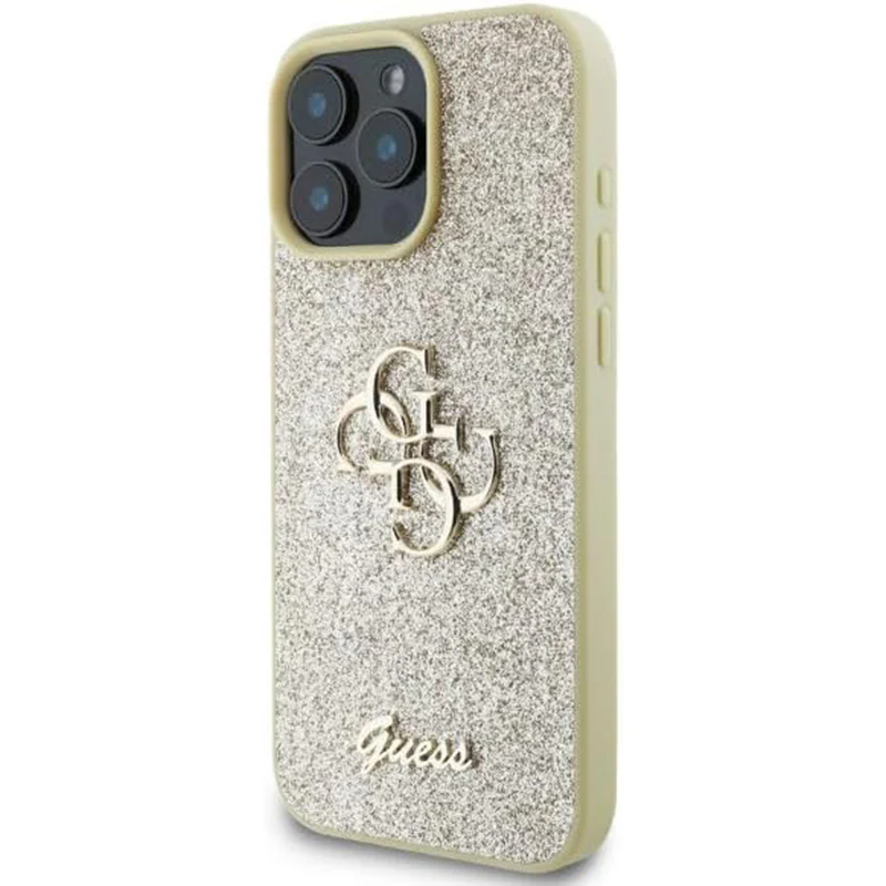 Case for Apple iPhone 16 Pro, Guess, Fixed Glitter Big 4G, Gold - Image 4