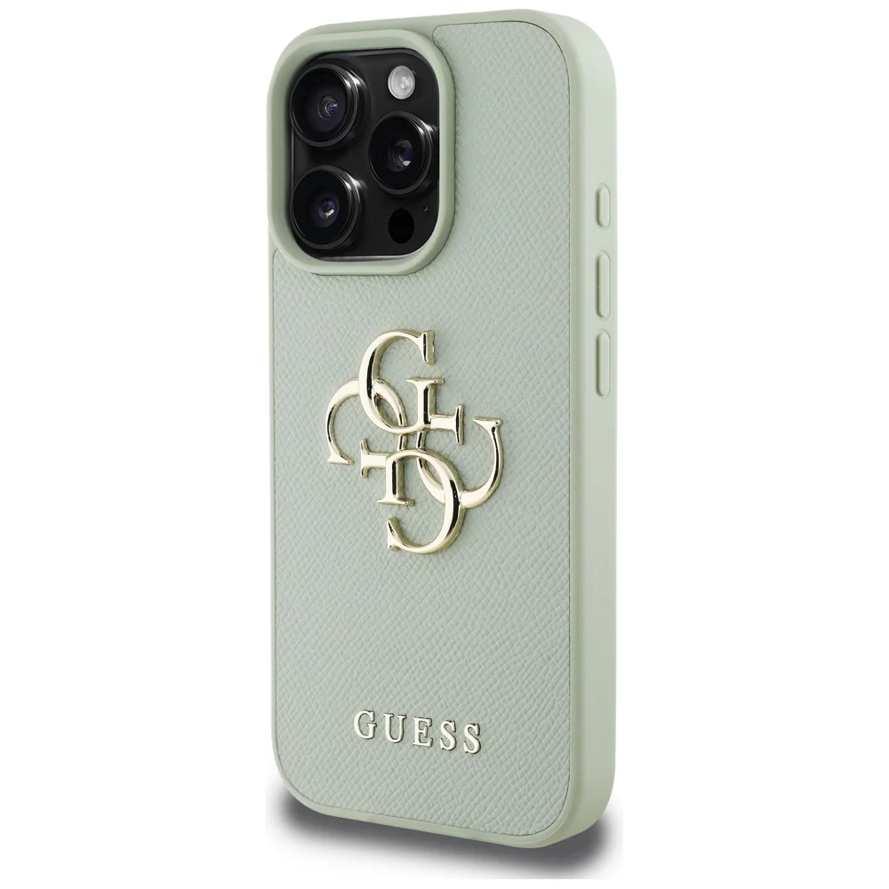 Case for Apple iPhone 16 Pro, Guess, Grained Big 4G Logo Small Classic Logo, Green - Image 2