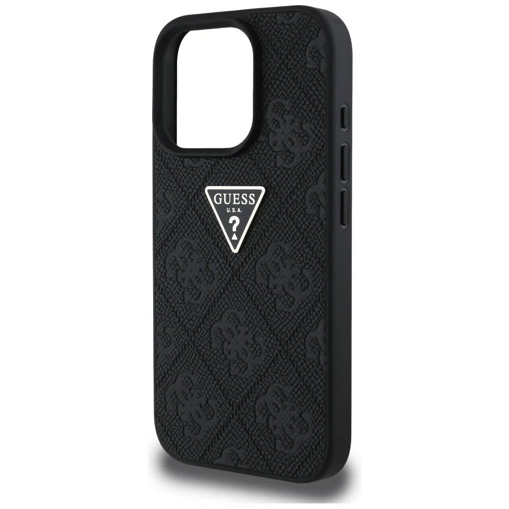 Case for Apple iPhone 16 Pro, Guess, Hot Stamp 4G Pattern Triangle Logo, Black - Image 4