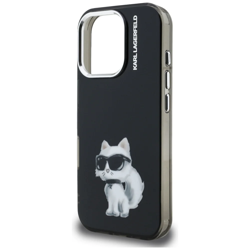 Case for Apple iPhone 16 Pro, Karl Lagerfeld, IML Aquarelle Logo Choupette, Black - Image 6