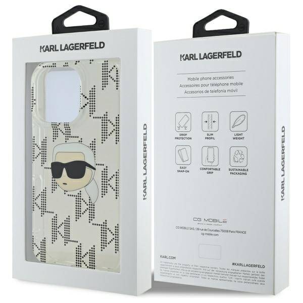 Case for Apple iPhone 16 Pro, Karl Lagerfeld, IML Luxury Electroplated Karl's Head, Transparent - Image 7