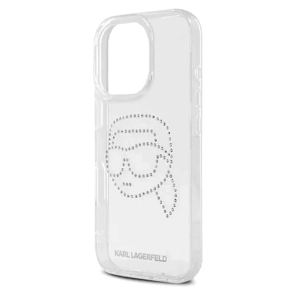 Case for Apple iPhone 16 Pro, Karl Lagerfeld, IML Rhinestones Karl's Head, Transparent - Image 6