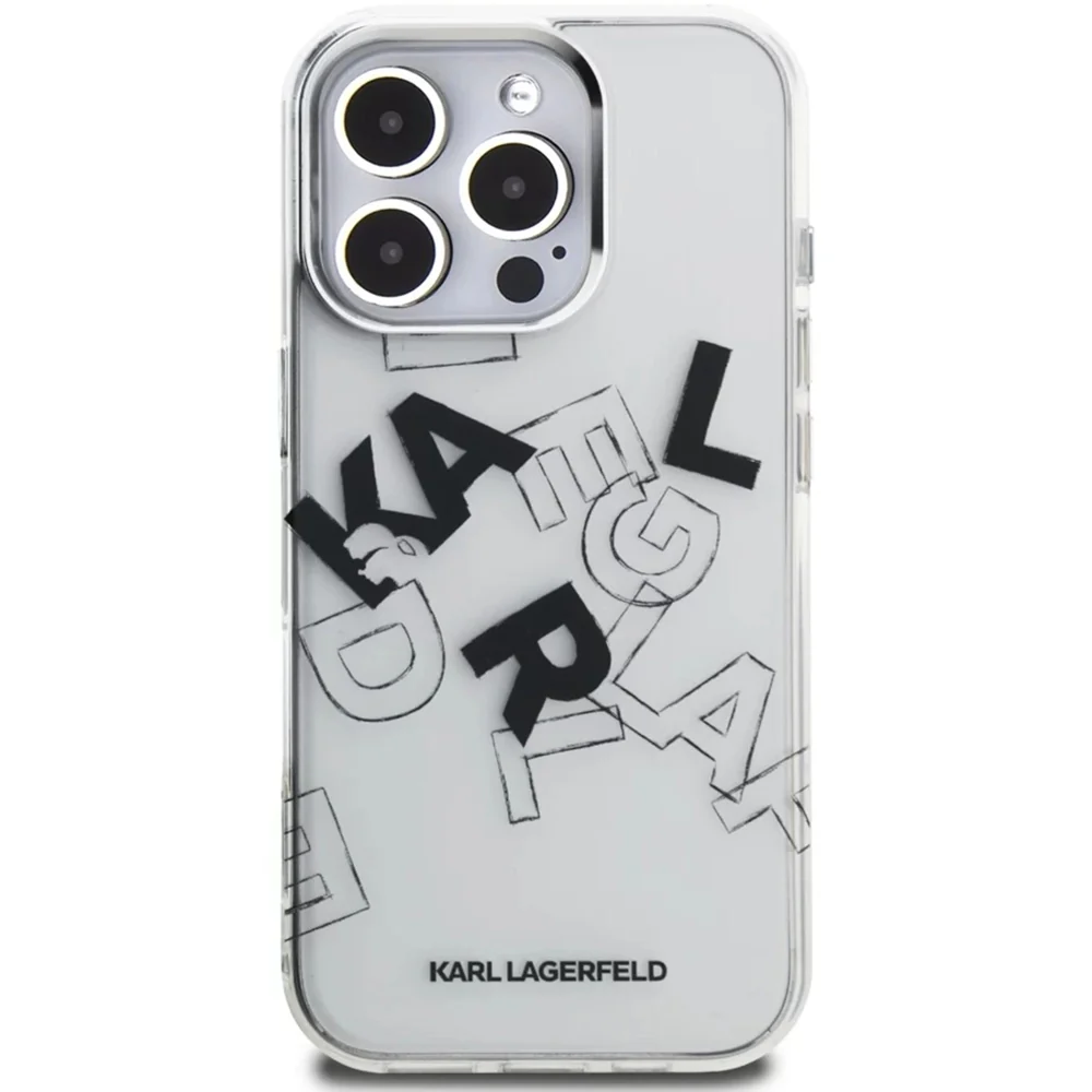 Case for Apple iPhone 16 Pro, Karl Lagerfeld, IML Sketched Graphic Logo, Transparent - Image 2