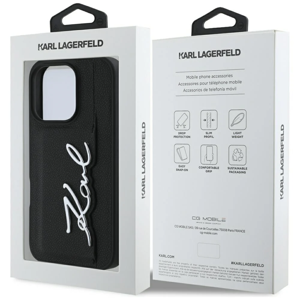 Case for Apple iPhone 16 Pro, Karl Lagerfeld, Metal Signature, Black - Image 7