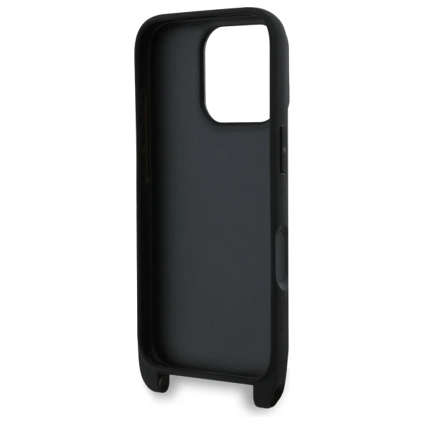 Case for Apple iPhone 16 Pro, Karl Lagerfeld, Saffiano Crossbody Metal Pin Karl & Choupette, Black - Image 4