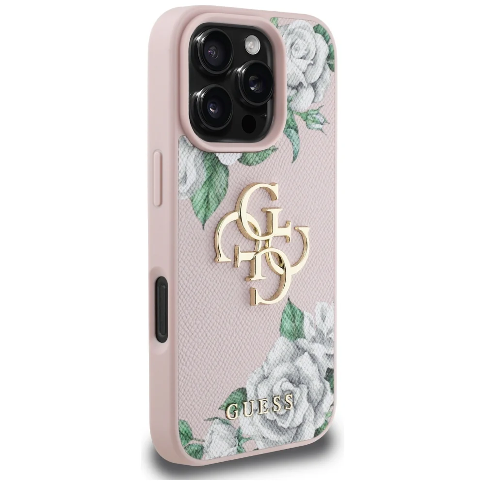 Case for Apple iPhone 16 Pro Max, Guess, 4G Grained Roses Big Logo, Pink - Image 2
