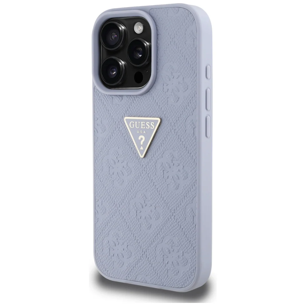Case for Apple iPhone 16 Pro Max, Guess, Hot Stamp 4G Pattern Triangle Logo, Light Purple - Image 2