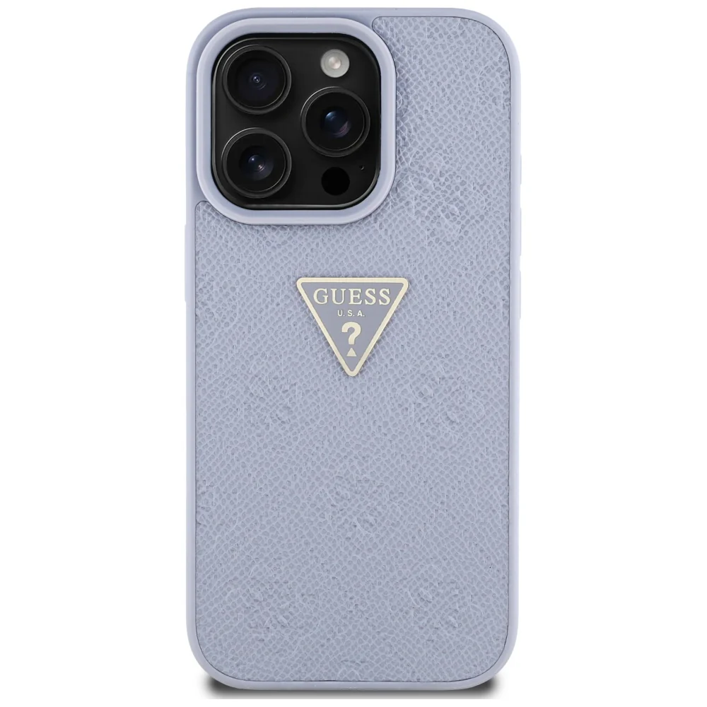 Case for Apple iPhone 16 Pro Max, Guess, Hot Stamp 4G Pattern Triangle Logo, Light Purple - Image 3