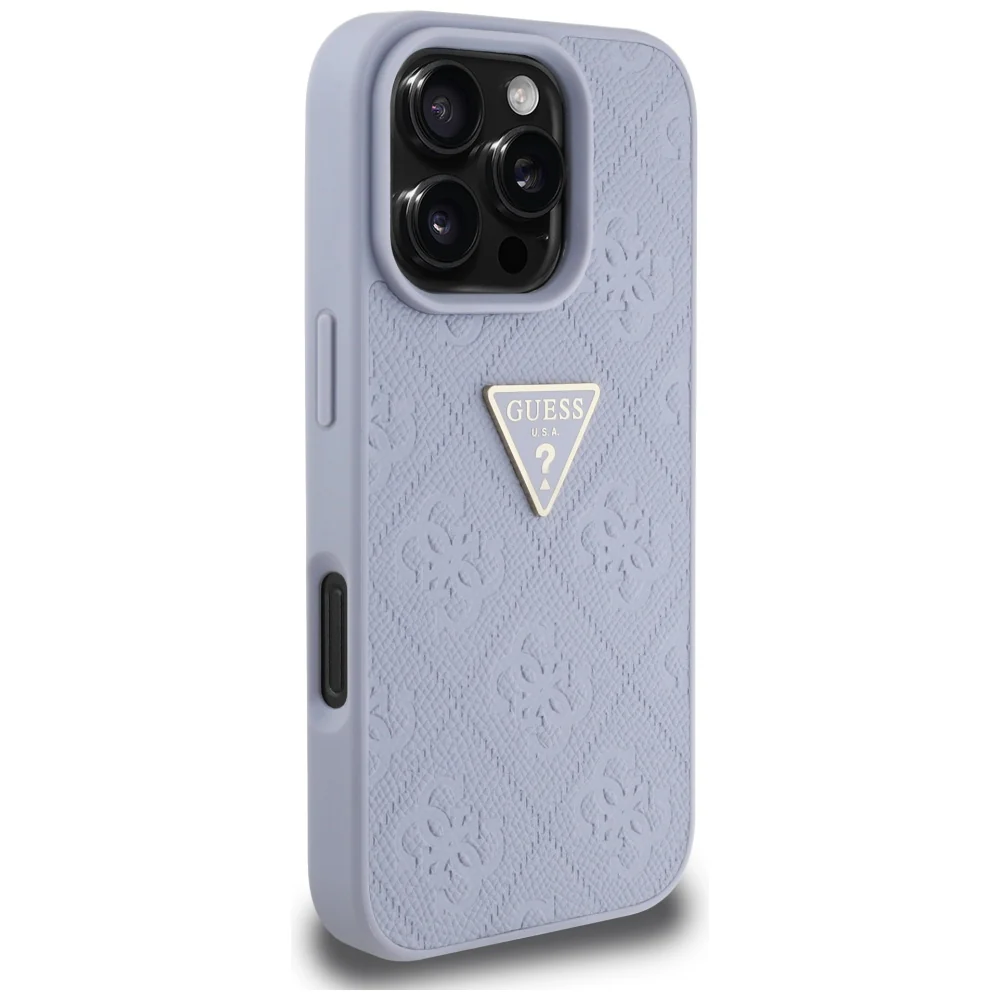 Case for Apple iPhone 16 Pro Max, Guess, Hot Stamp 4G Pattern Triangle Logo, Light Purple - Image 5
