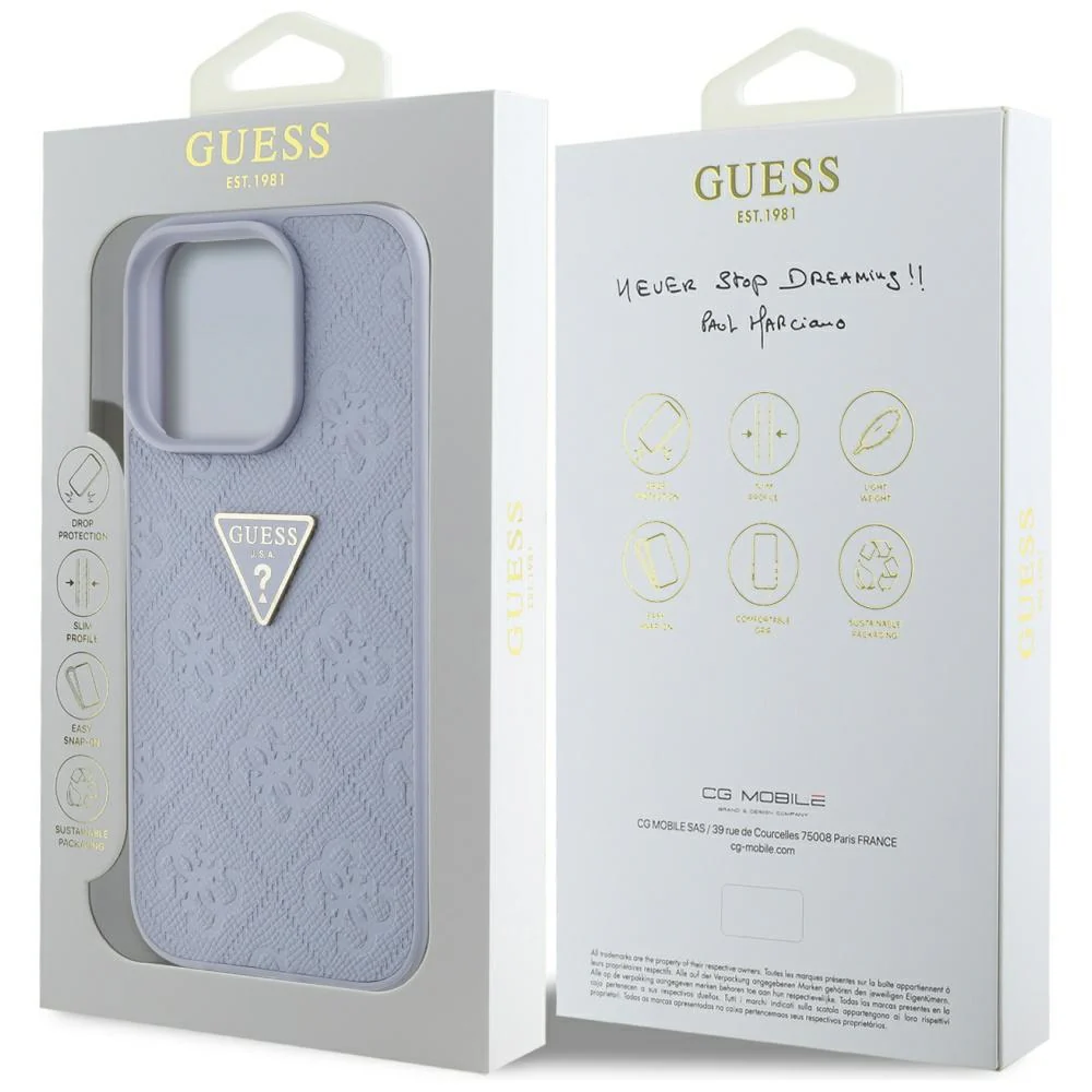 Case for Apple iPhone 16 Pro Max, Guess, Hot Stamp 4G Pattern Triangle Logo, Light Purple - Image 7