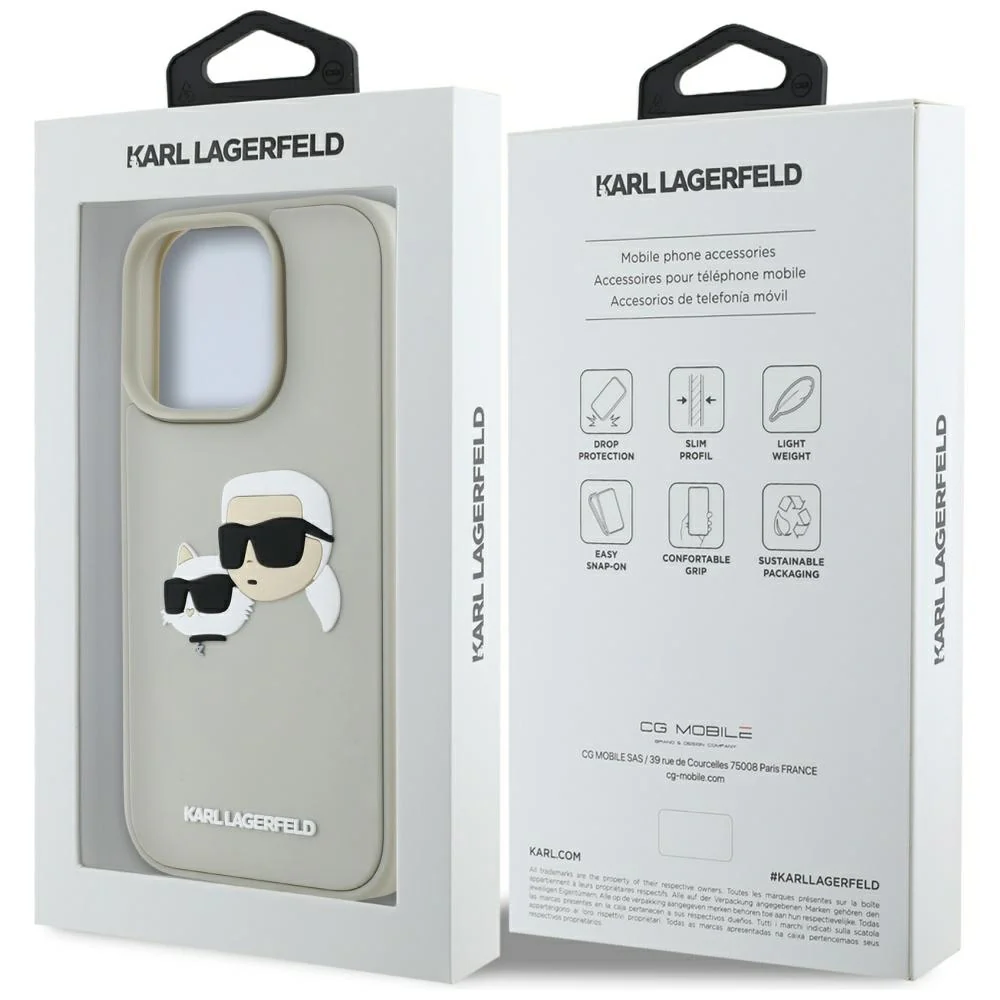 Case for Apple iPhone 16 Pro Max, Karl Lagerfeld, 3D Rubber Karl & Choupette, Beige - Image 7