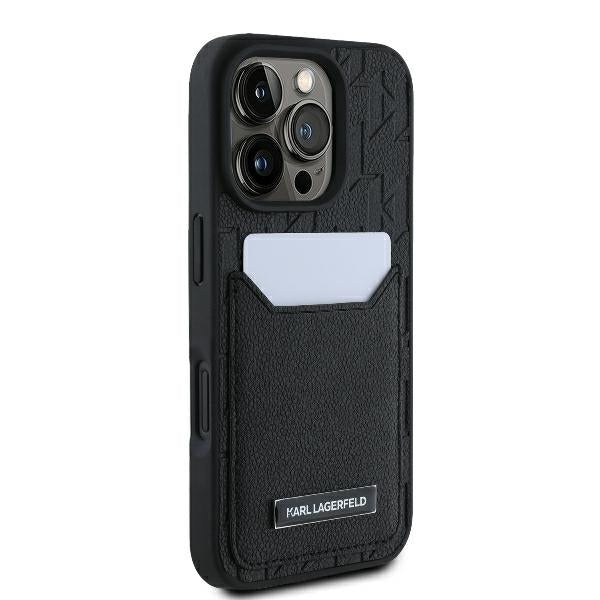 Case for Apple iPhone 16 Pro Max, Karl Lagerfeld, Cardslots Monogram, Black - Image 6