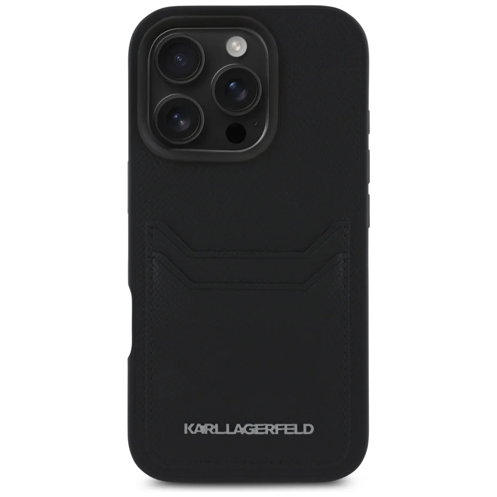 Case for Apple iPhone 16 Pro Max, Karl Lagerfeld, Grained Cardslots, Black - Image 3