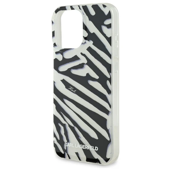 Case for Apple iPhone 16 Pro Max, Karl Lagerfeld, IML Luxury Zebra Pattern with Strap, Black - Image 2