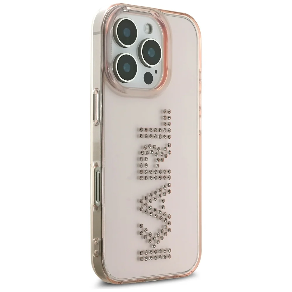 Case for Apple iPhone 16 Pro Max, Karl Lagerfeld, IML Rhinestones Pink Logo, Pink - Image 2