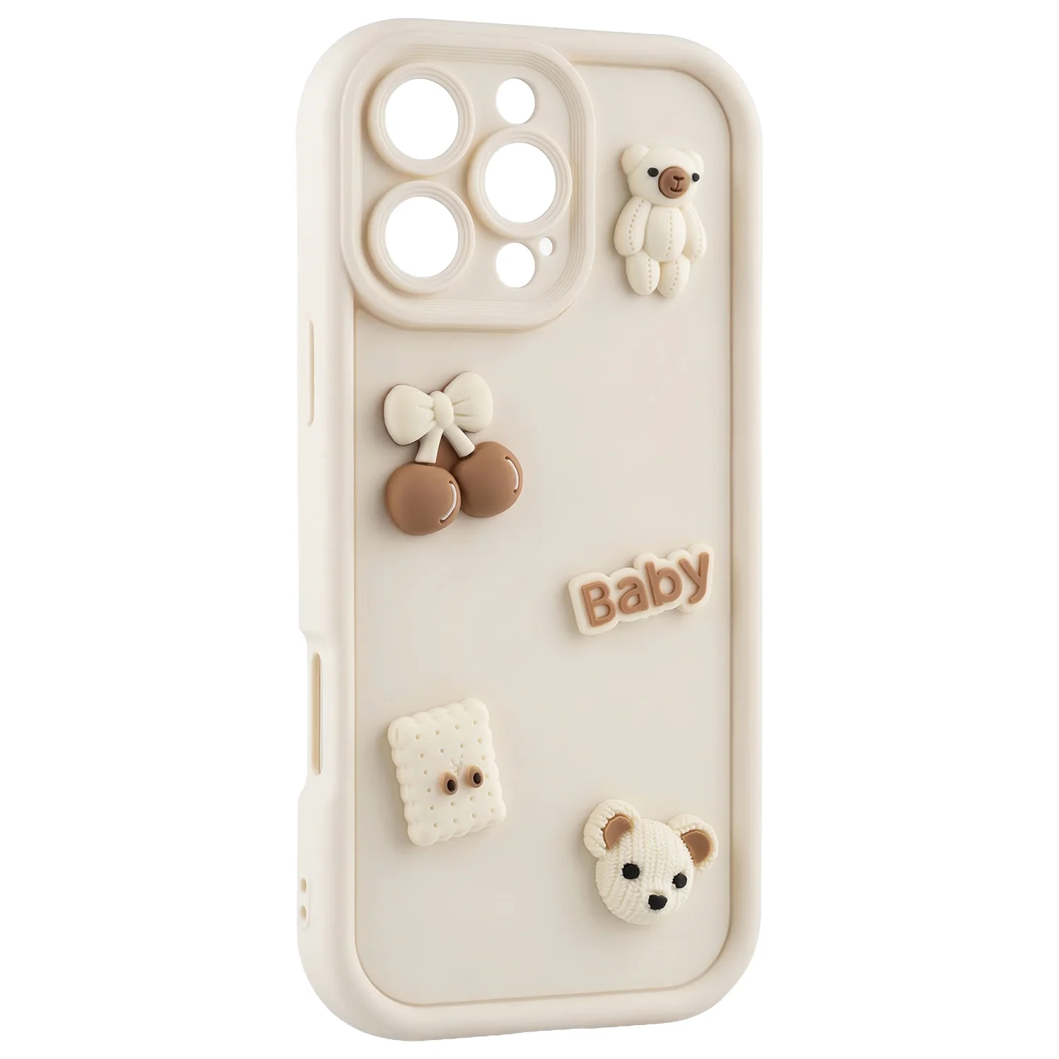 Case for Apple iPhone 16 Pro, OEM, Ultra Trendy 3D Bear, Beige - Image 4