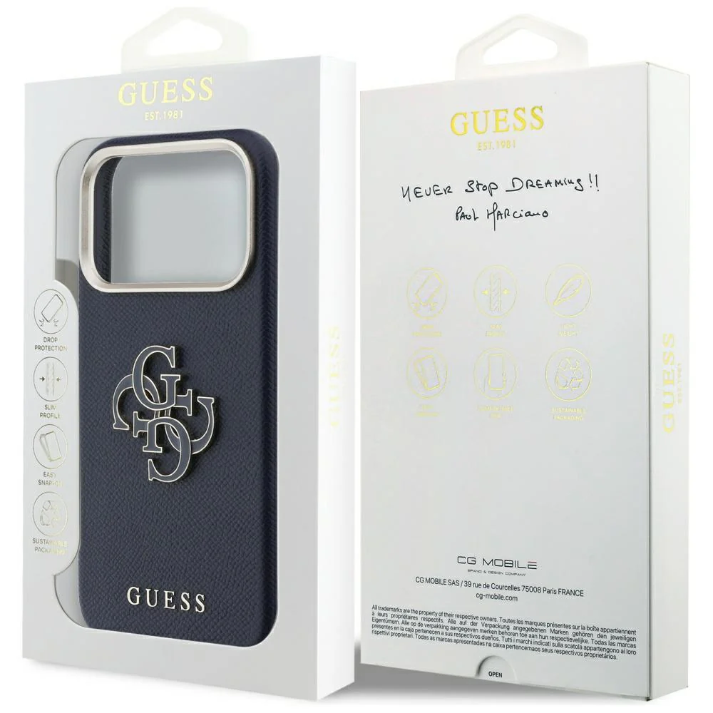 Case for Apple iPhone 17 Pro, Guess, Resin Logo, Blue - Image 7