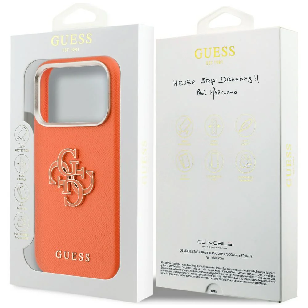 Case for Apple iPhone 17 Pro, Guess, Resin Logo, Orange - Image 7