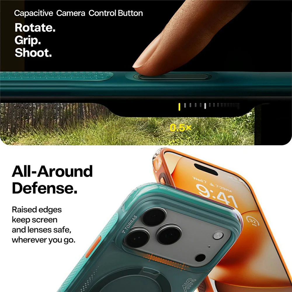 Case for Apple iPhone 17 Pro Max, Torras, Ostand Spin Air, Green - Image 5