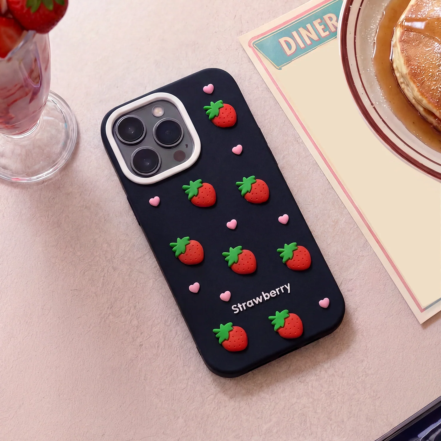 Case for Apple iPhone 17 Pro, OEM, Strawberry, Black - Image 6