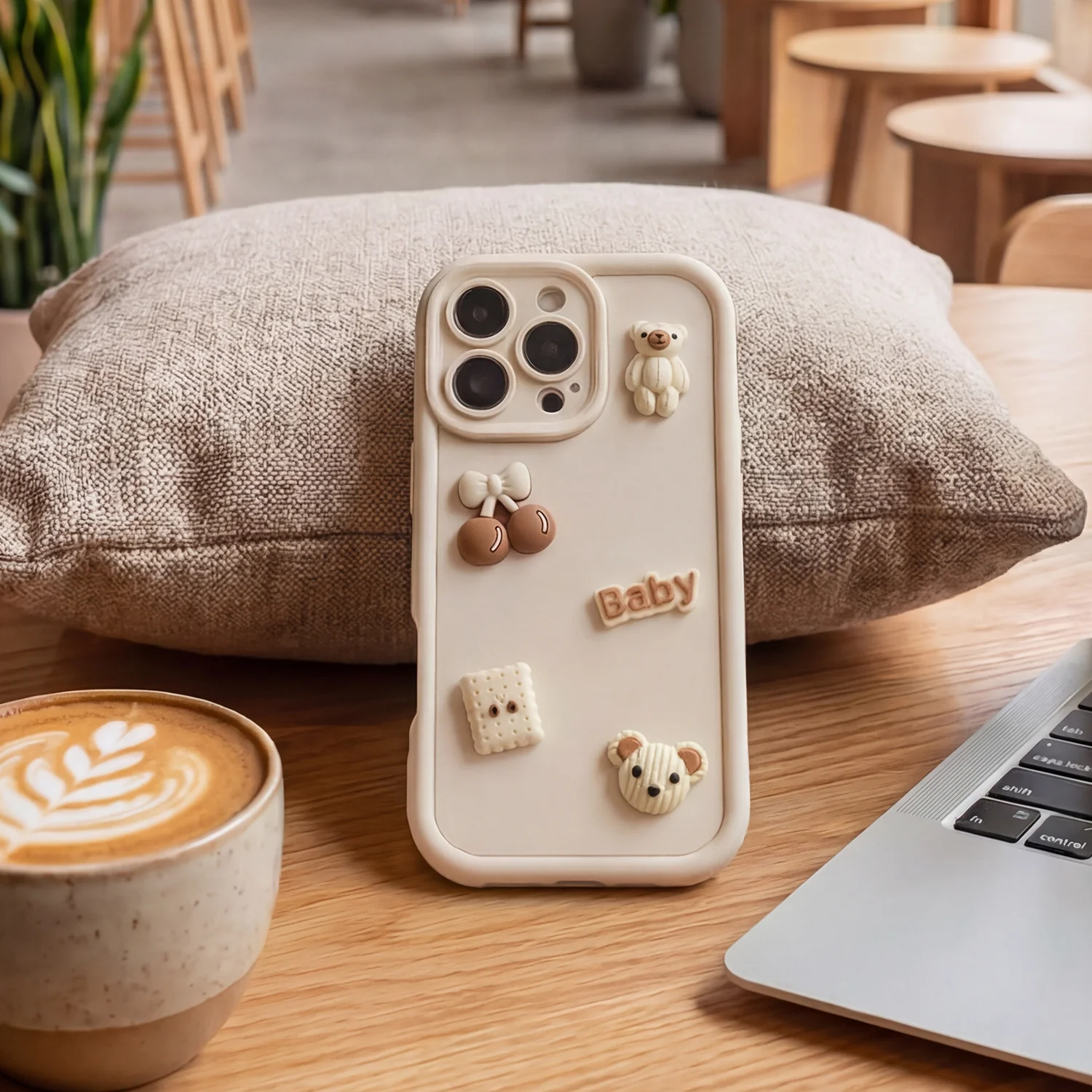 Case for Apple iPhone 17 Pro, OEM, Ultra Trendy 3D Bear, Beige - Image 8