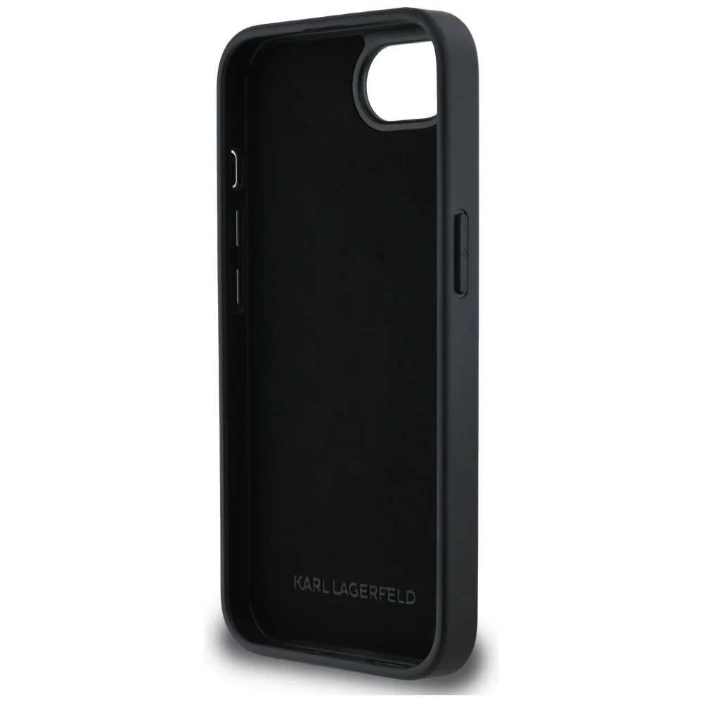 Case for Apple iPhone 17e / 16e, Karl Lagerfeld, Glitter Fixed Karl & Choupette's Heads, Black - Image 5