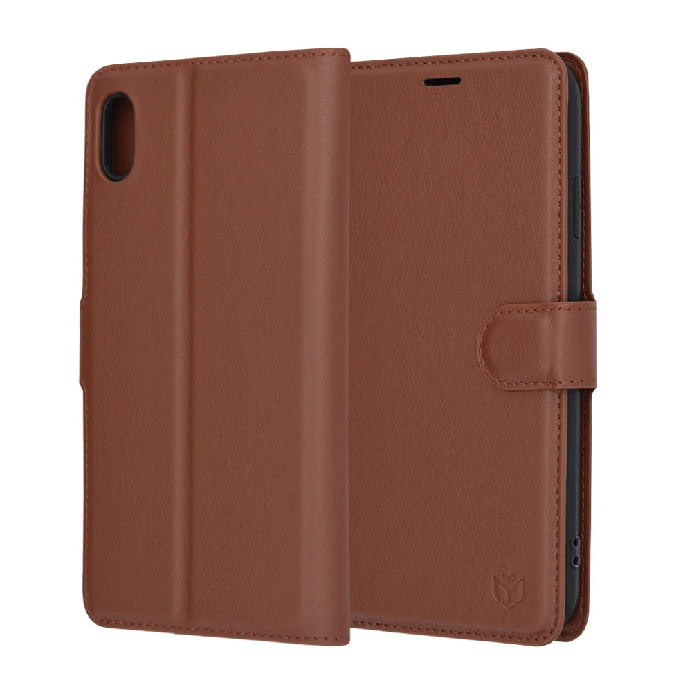 Case for Apple iPhone XS Max, Techsuit, Leather Folio, Brown - Image 6