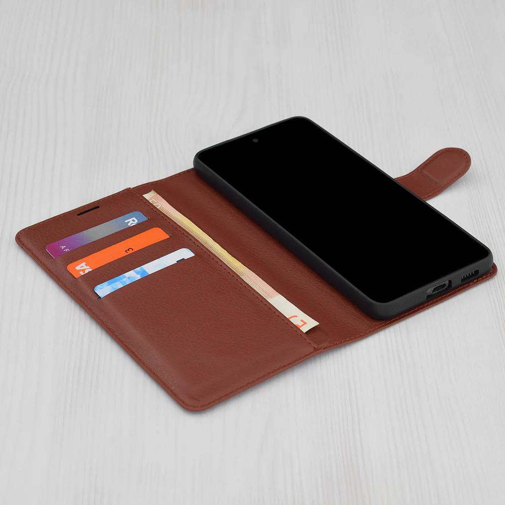 Case for Motorola Edge 30 Neo, Techsuit, Leather Folio, Brown - Image 3