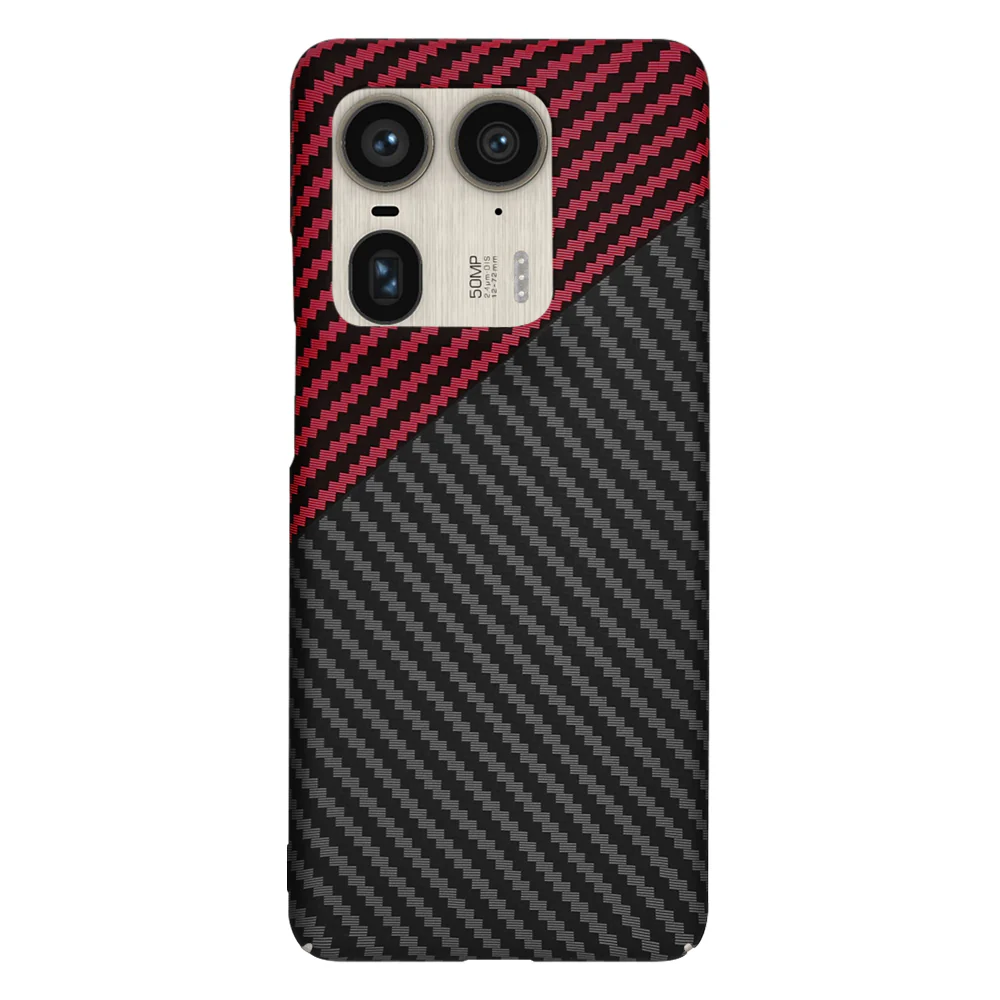 Case for Motorola Edge 50 Ultra, Techsuit, Carbonite FiberShell, Black Red - Image 3