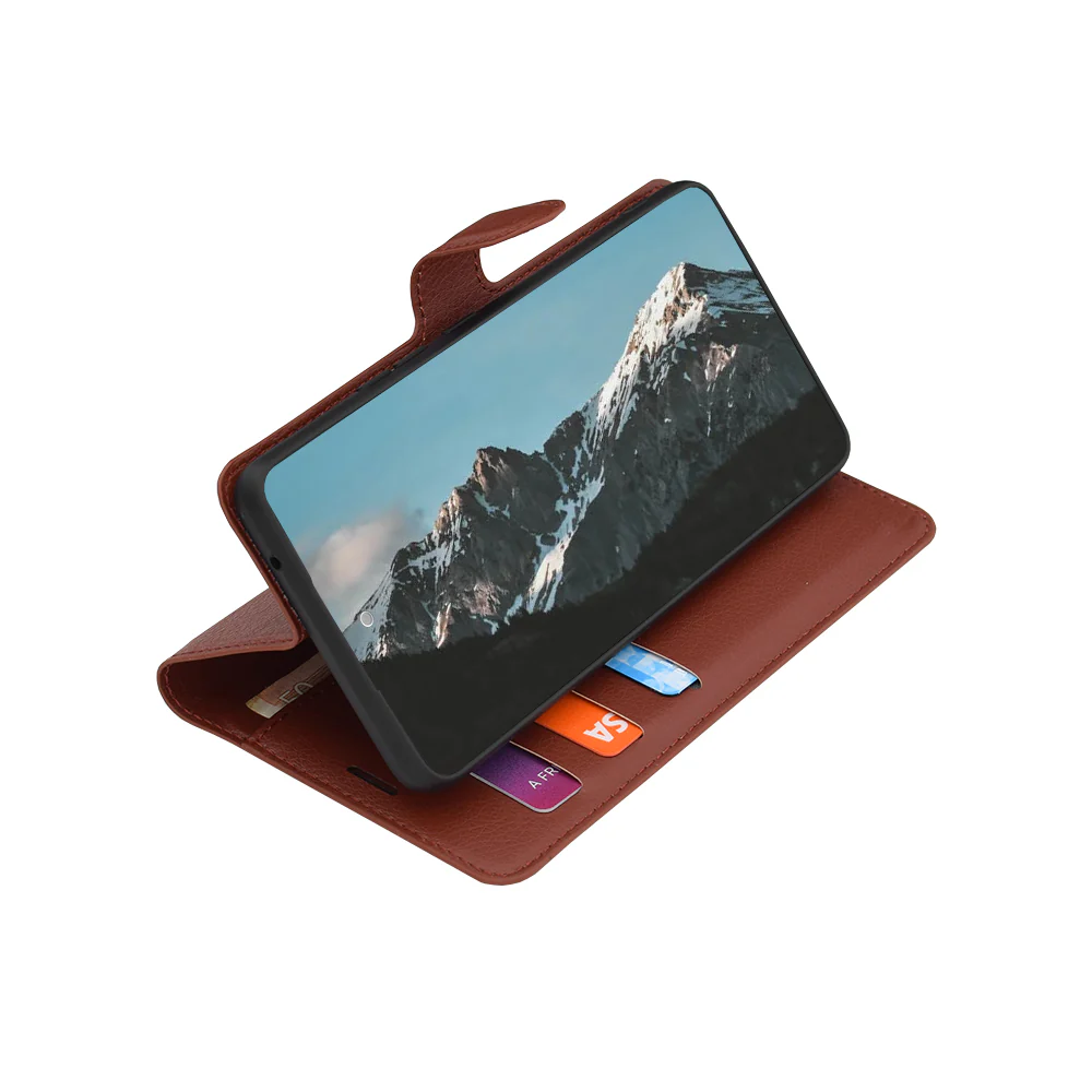 Case for Motorola Edge 70 Fusion, Techsuit, Leather Folio, Brown - Image 2