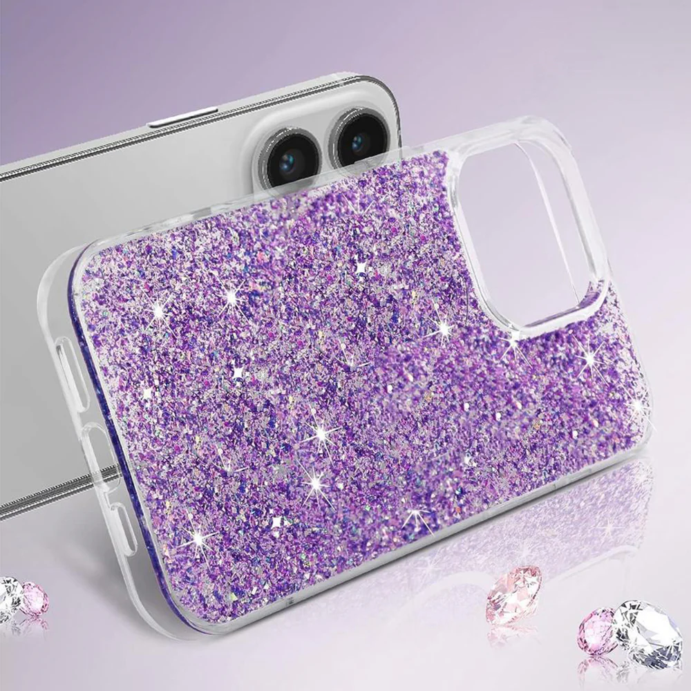 Case for Motorola Moto G14, Techsuit, Sparkly Glitter, Blue - Image 4