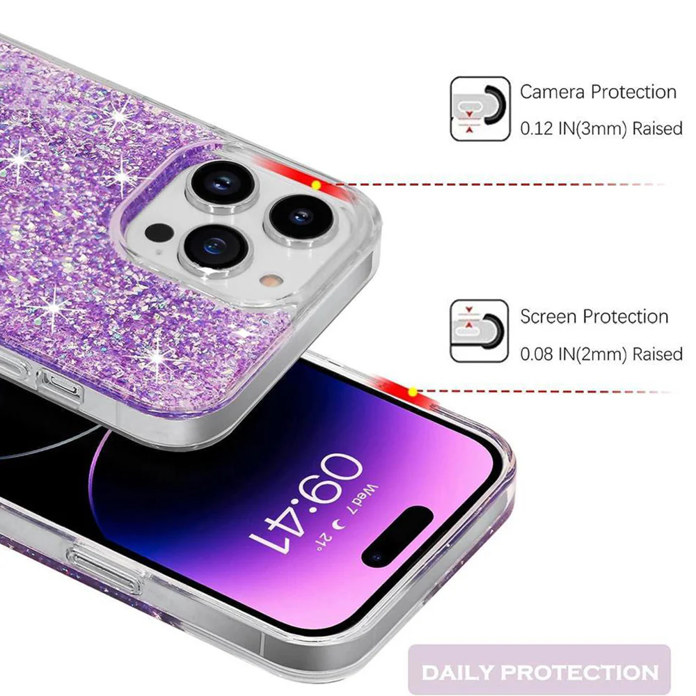 Case for Motorola Moto G45 / G34, Techsuit, Sparkly Glitter, Purple - Image 2