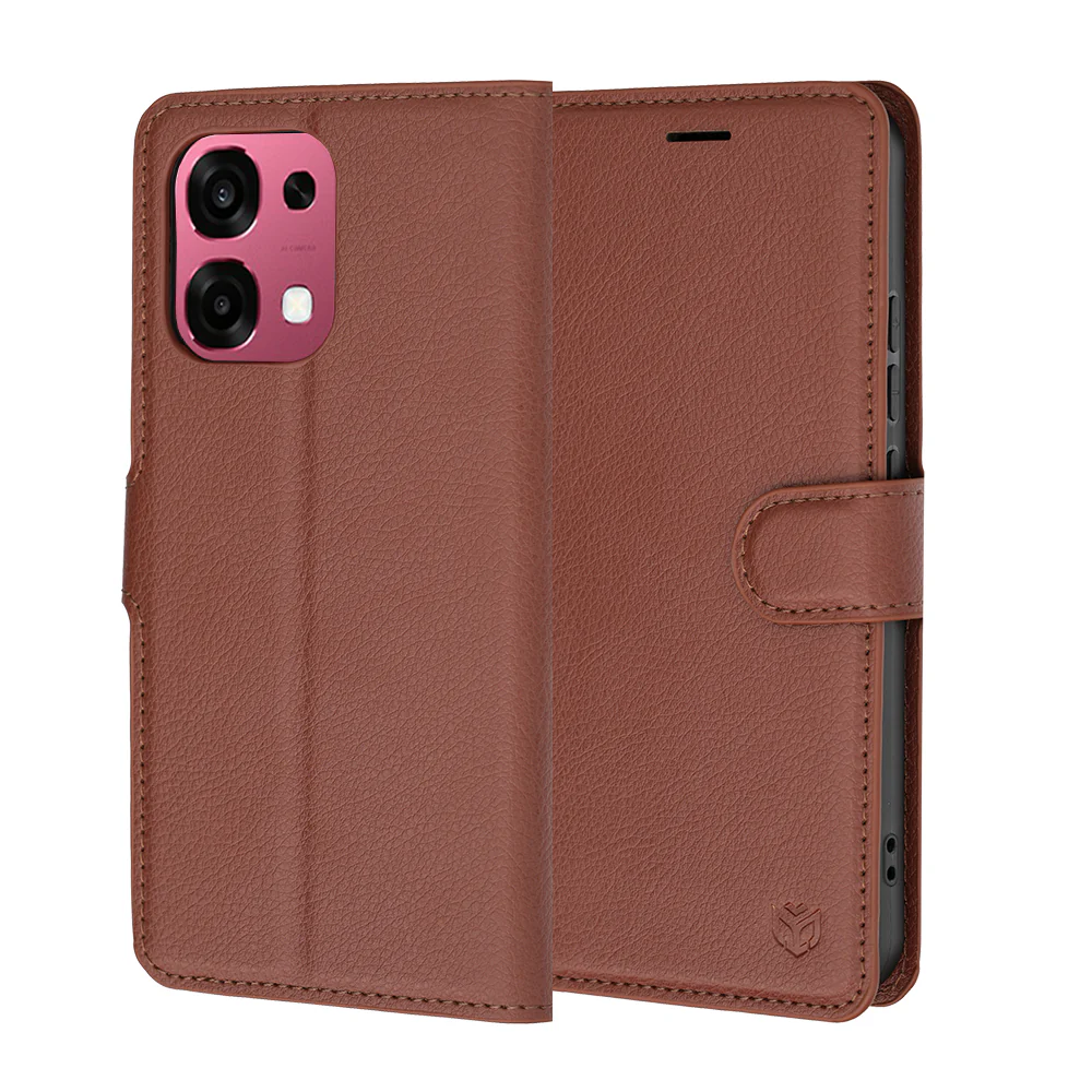 Case for Oppo A6 Pro 5G / A6 Pro 4G, Techsuit, Leather Folio, Brown