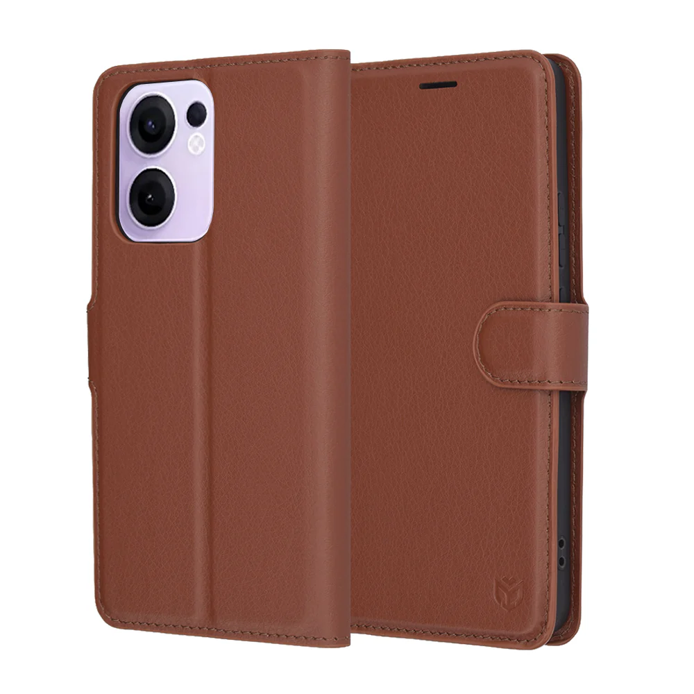Case for Oppo Reno13 FS 5G / Reno13 F 4G / Reno13 F, Techsuit, Leather Folio, Brown